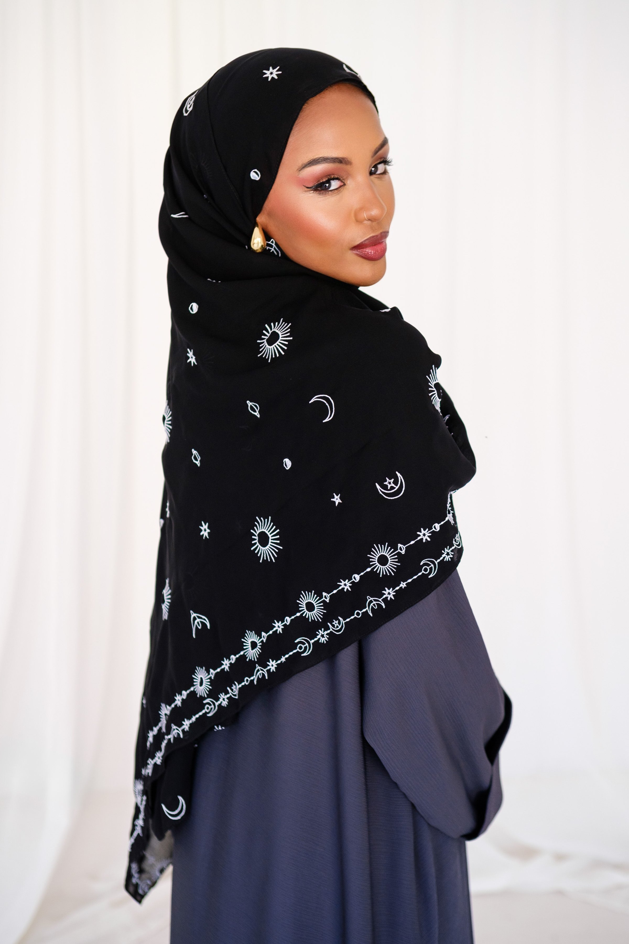 Full Embroidered Chiffon Hijab