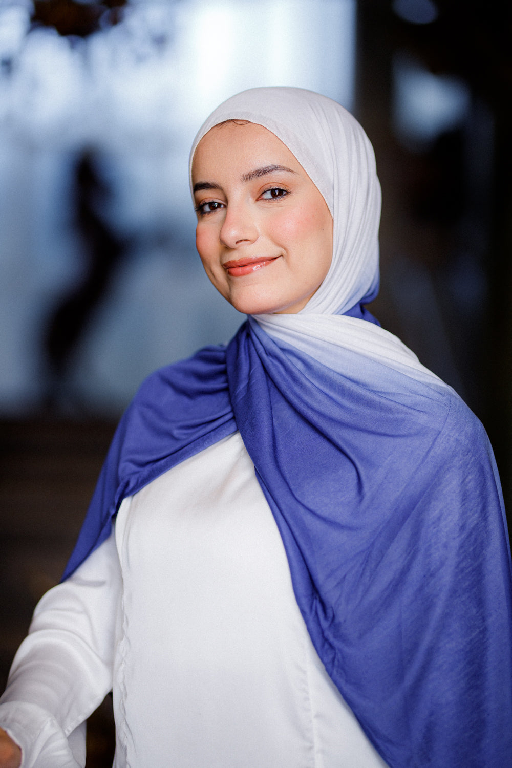 Azure Frost Ombre Cotton Hijab