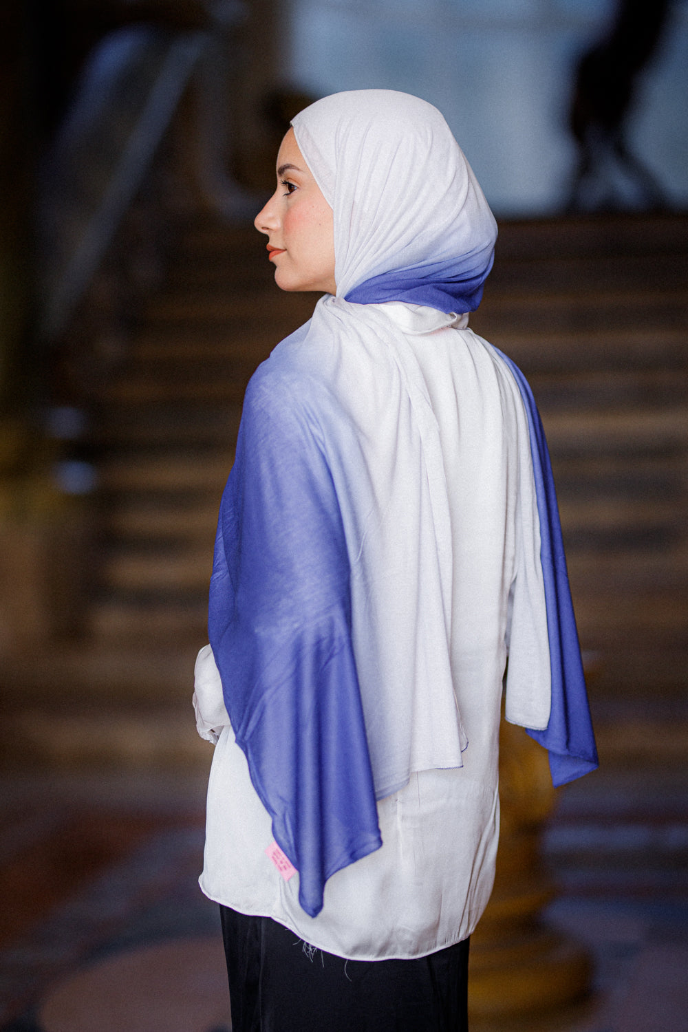 Azure Frost Ombre Cotton Hijab