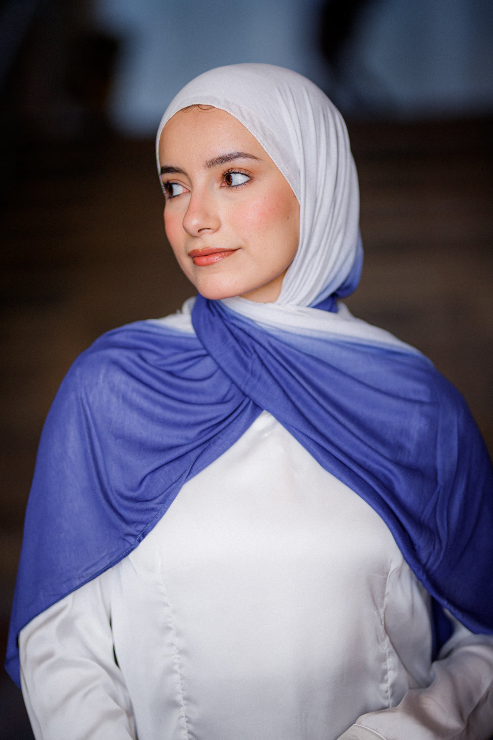 Azure Frost Ombre Cotton Hijab